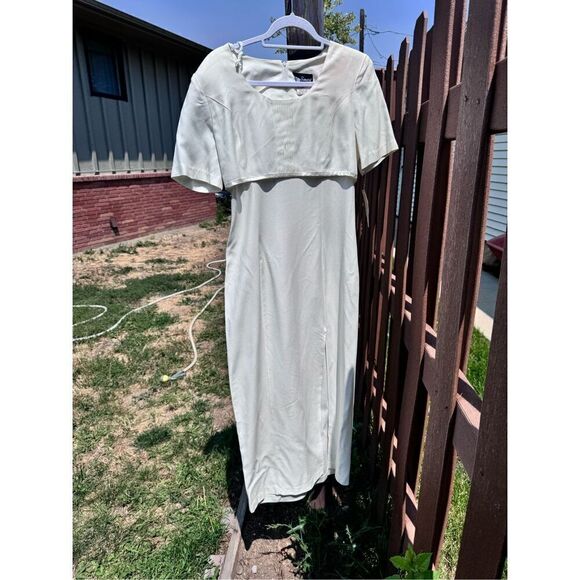 Vintage Sears dress BNWT size 7/8 Be Smart long satiny creamy - Picture 13 of 16